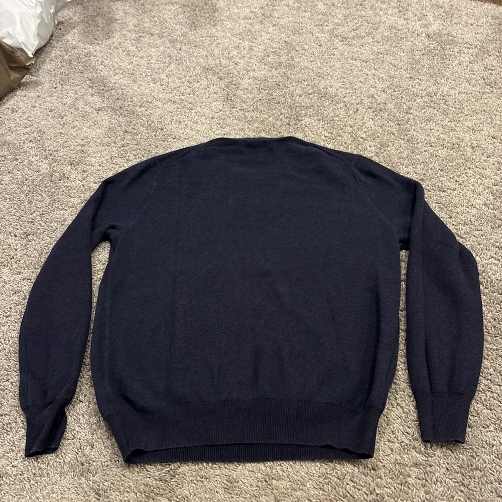 Polo Ralph Lauren Pima Cotton Sweater Men's Medium Crew Neck Thermal Blue Thick